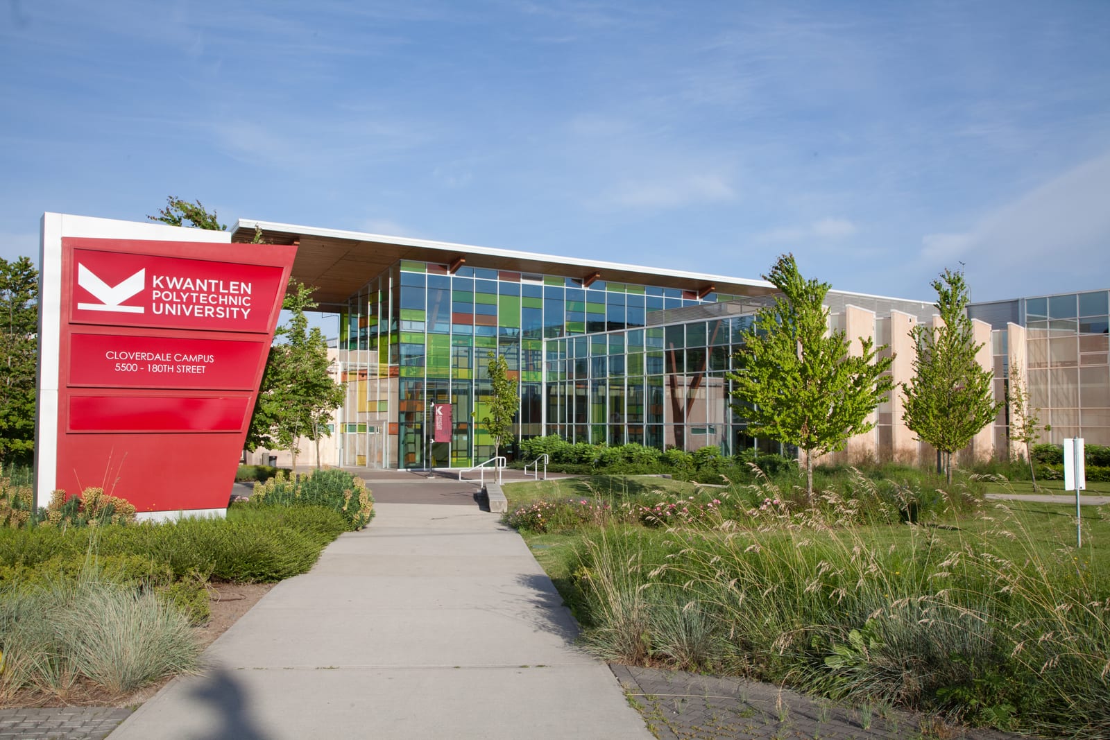 Photograph of the exterior of the front entrance of KPU's Cloverdale campus