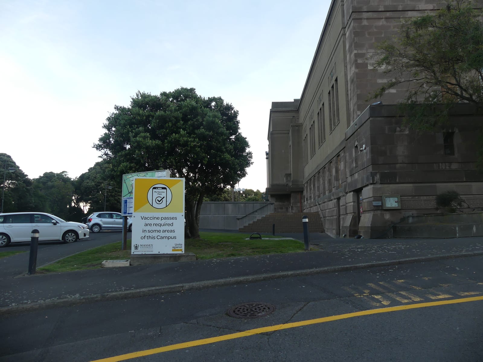 Covid-19 sign, Massey University campus, Wellington