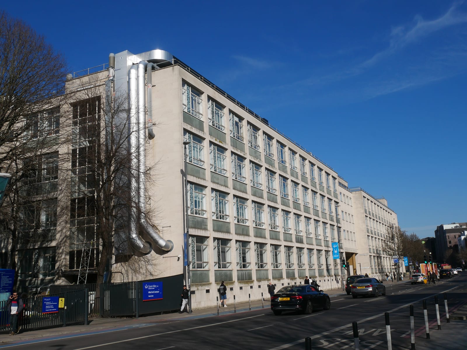 The engineering building at Queen Mary College in Mile End Road.