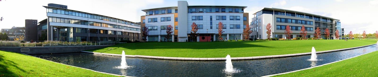 This shows three buildings on the University of Warwick campus; leftmost is the IMC (International Manufacturing Centre), middle is DCS (Department of Computer Science) and rightmost is Maths and Statistics.